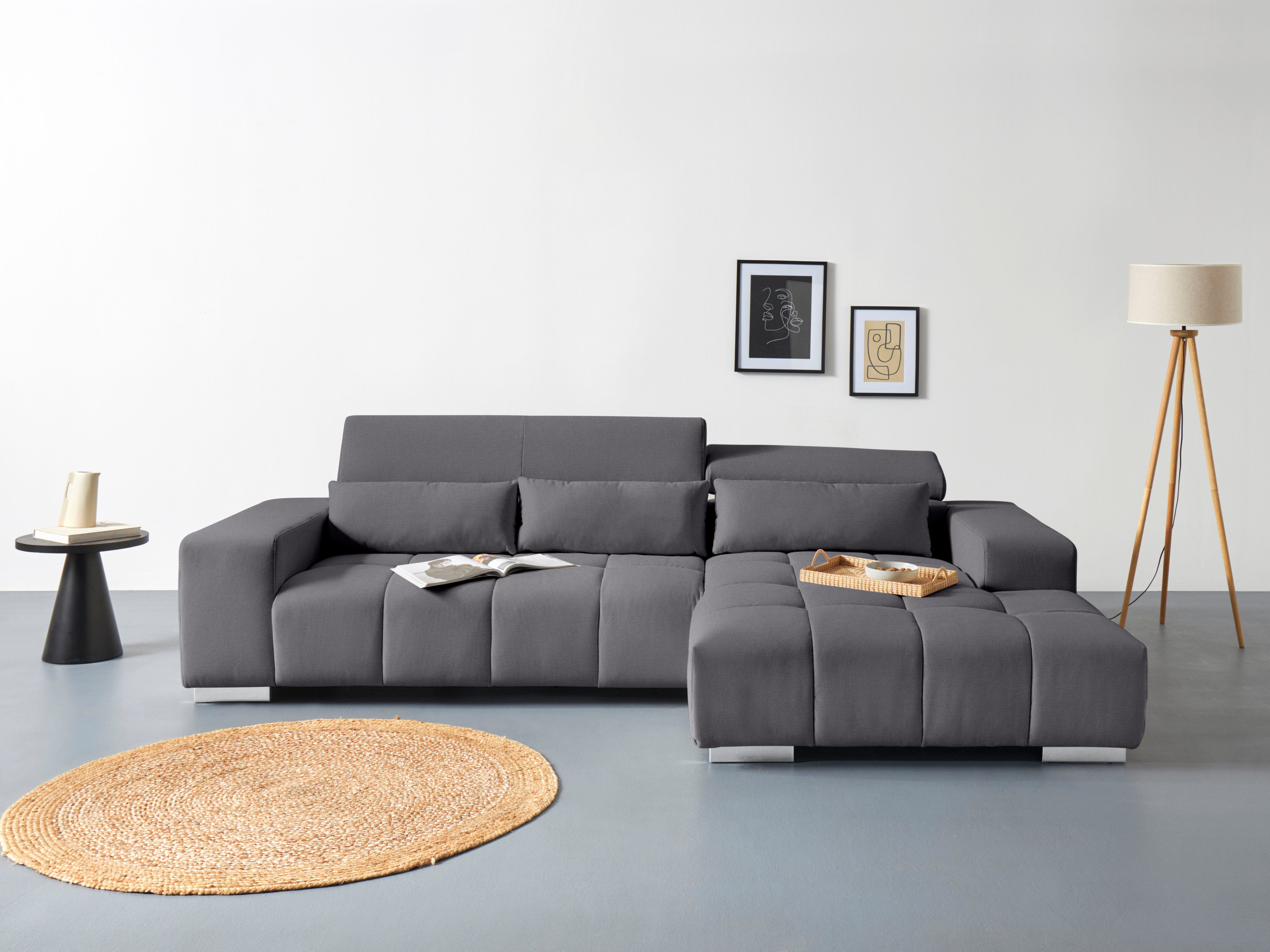 COTTA Ecksofa "Orion L-Form", mit Kopfteilverstellung & 3 Nierenkissen günstig online kaufen