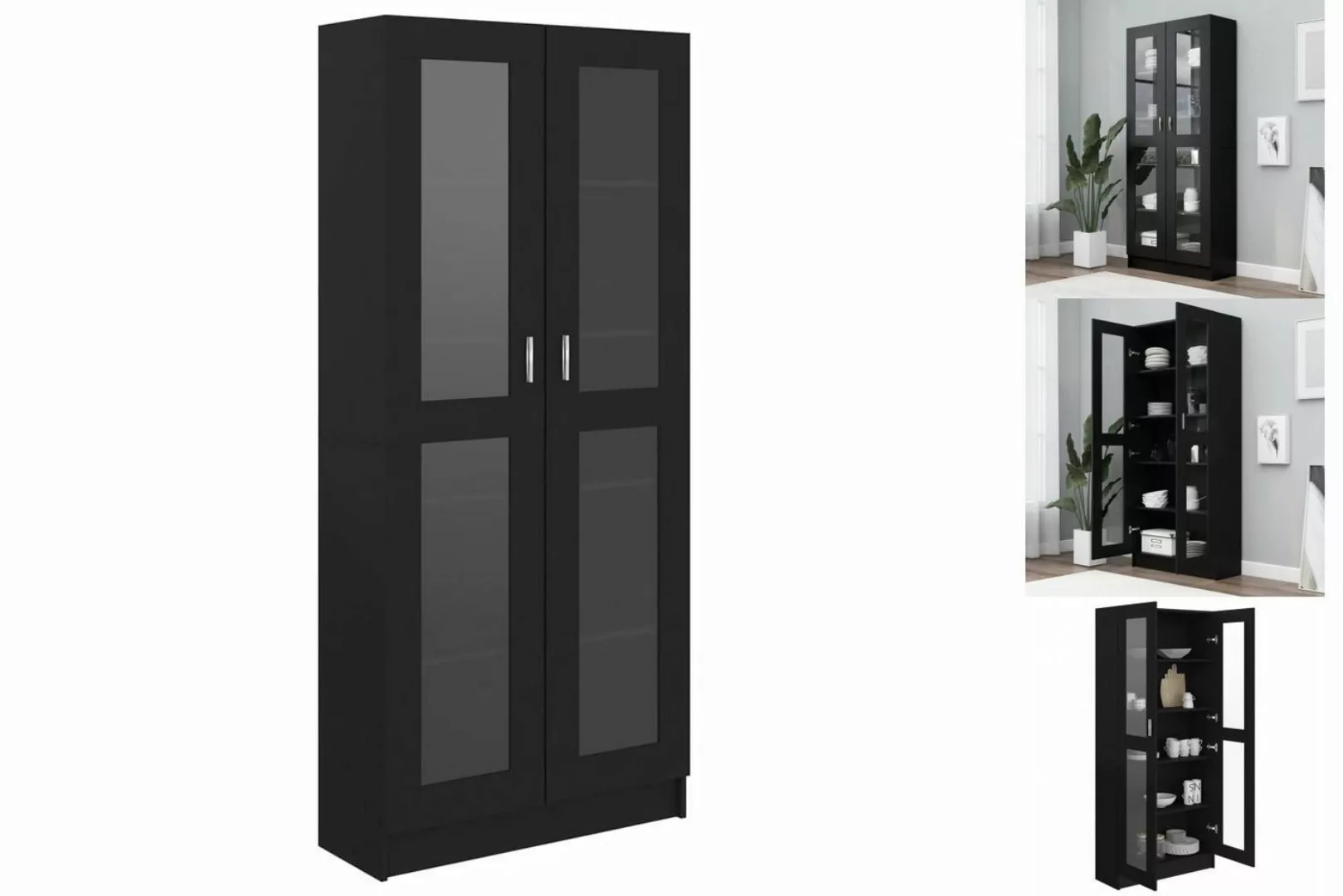 vidaXL Vitrine Bücherschrank Vitrinenschrank Vitrine Schwarz 82,5x30,5x185, günstig online kaufen