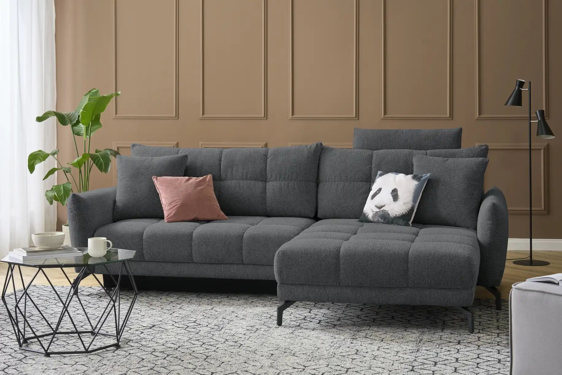 bobb Ecksofa   Casandra de Luxe ¦ grau ¦ Maße (cm): B: 284 H: 91 T: 191 Pol günstig online kaufen