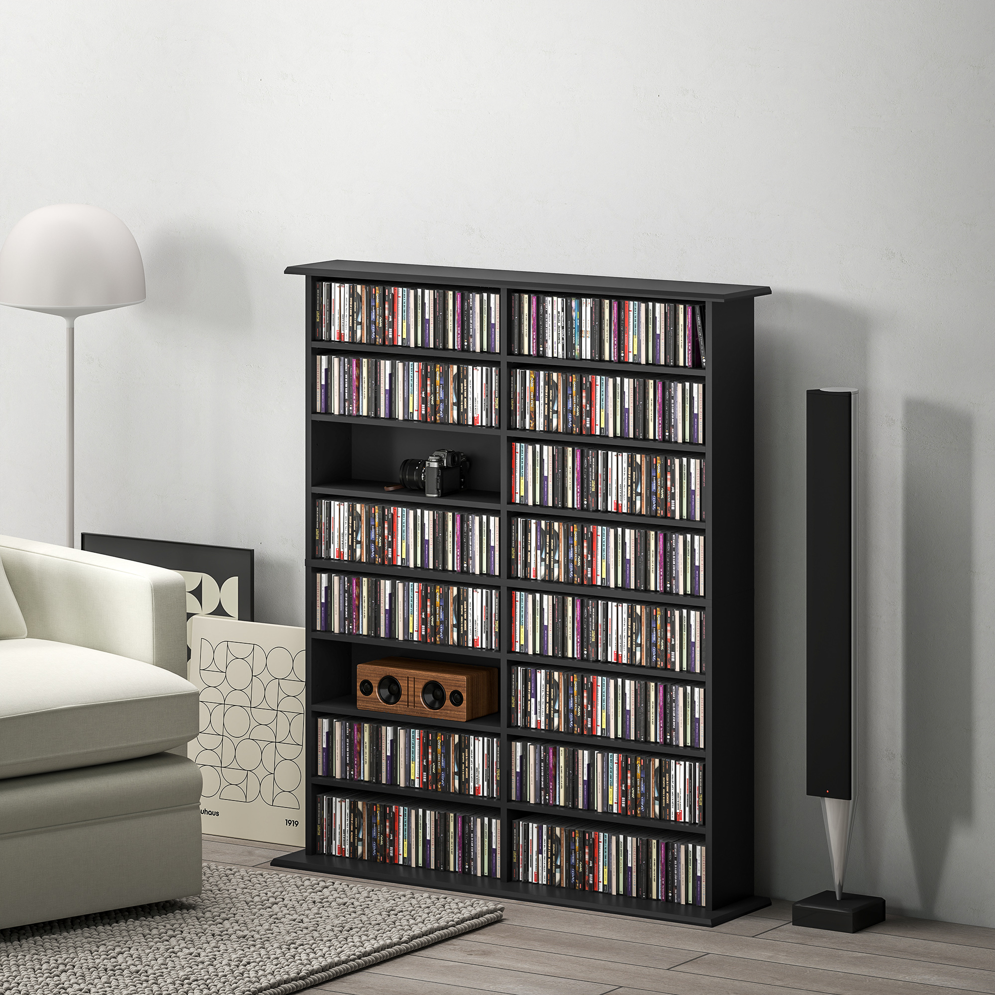 HOMCOM Mobiles CD-Regal mit 16 Regalen für 720 CDs im modernen Design, CD-R günstig online kaufen