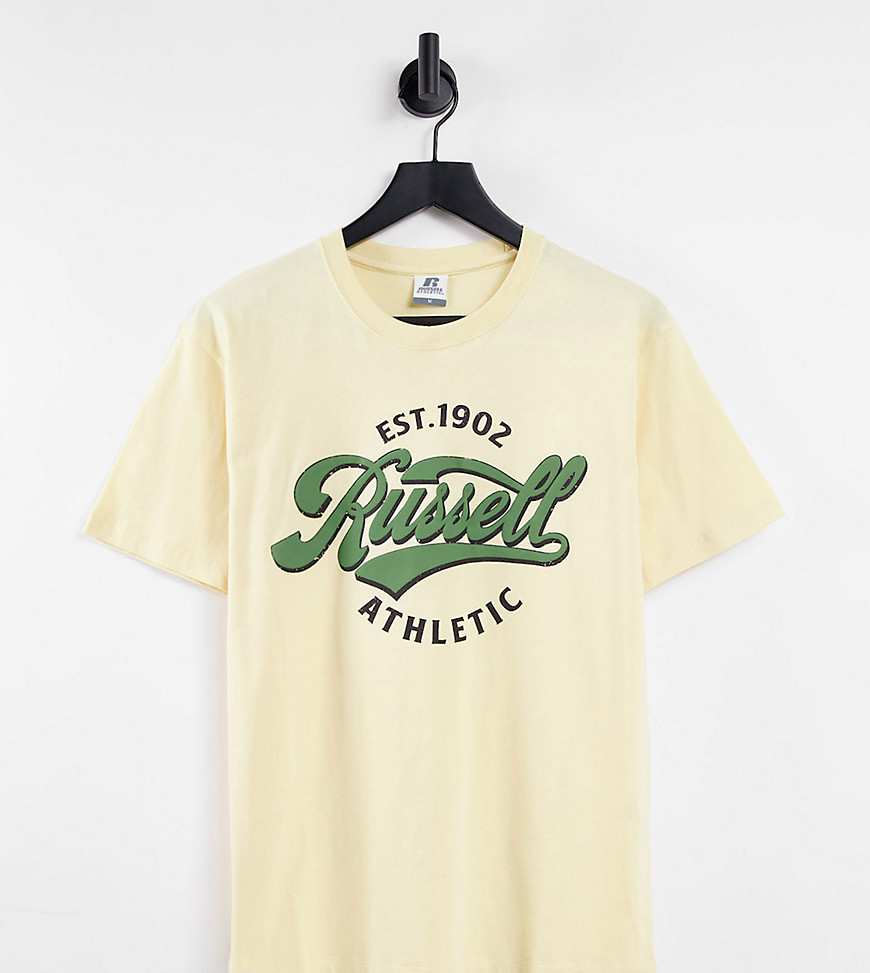Russell Athletic Plus – T-Shirt in der Farbe Italien Straw mit Rundhalsauss günstig online kaufen
