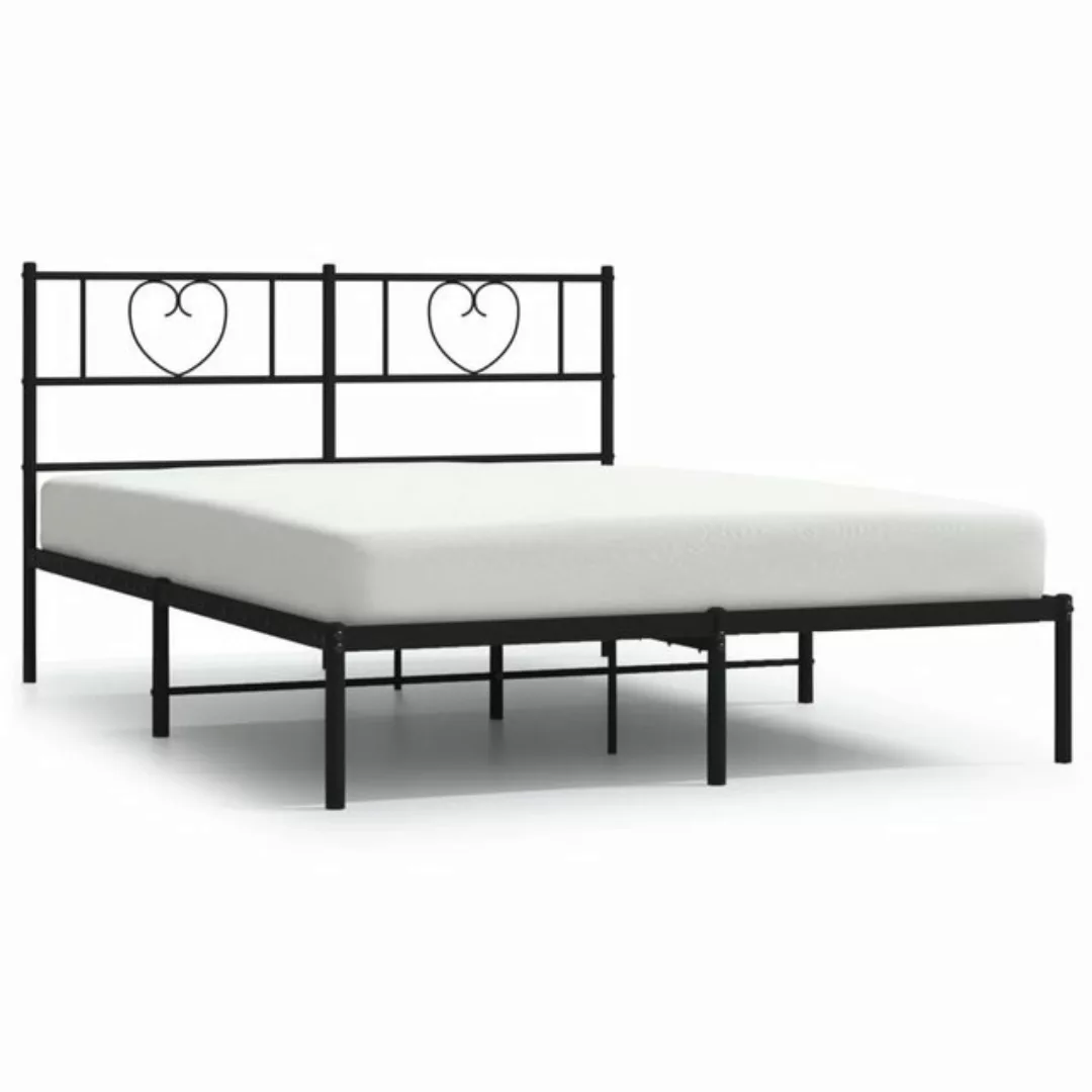 vidaXL Bettgestell Bettrahmen mit Kopfteil Metall Schwarz 120x200 cm Bett B günstig online kaufen