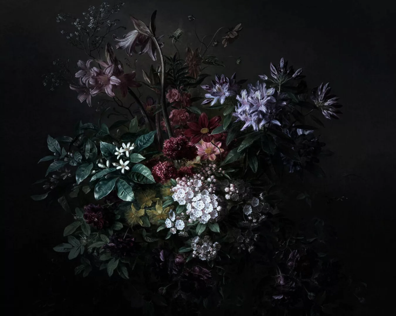 Fototapete "bouquet noir 2" 4,00x2,70 m / Glattvlies Brillant günstig online kaufen