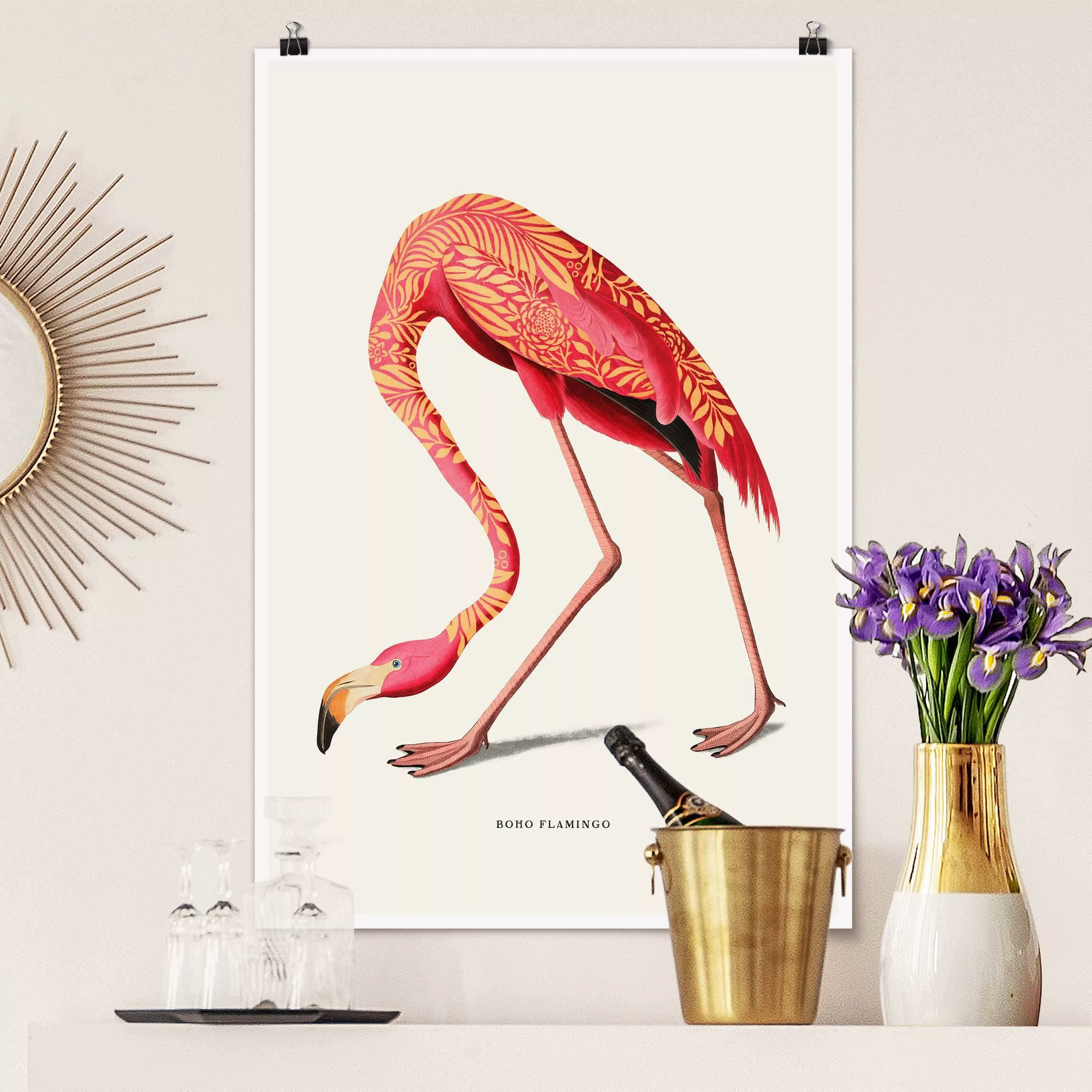 Poster Boho Vogel - Flamingo günstig online kaufen