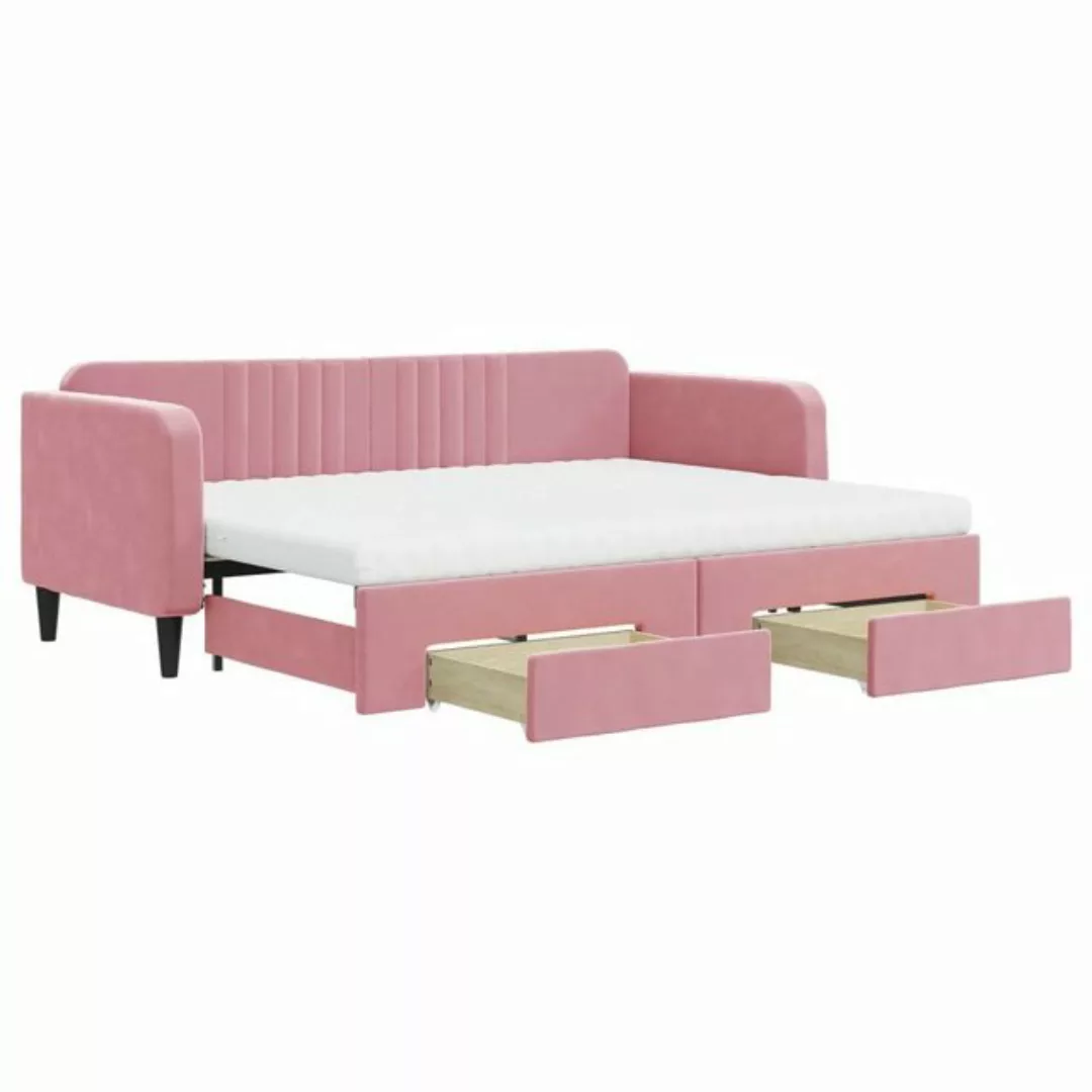 vidaXL Bett Tagesbett Ausziehbar mit Schubladen Rosa 80x200 cm Samt günstig online kaufen