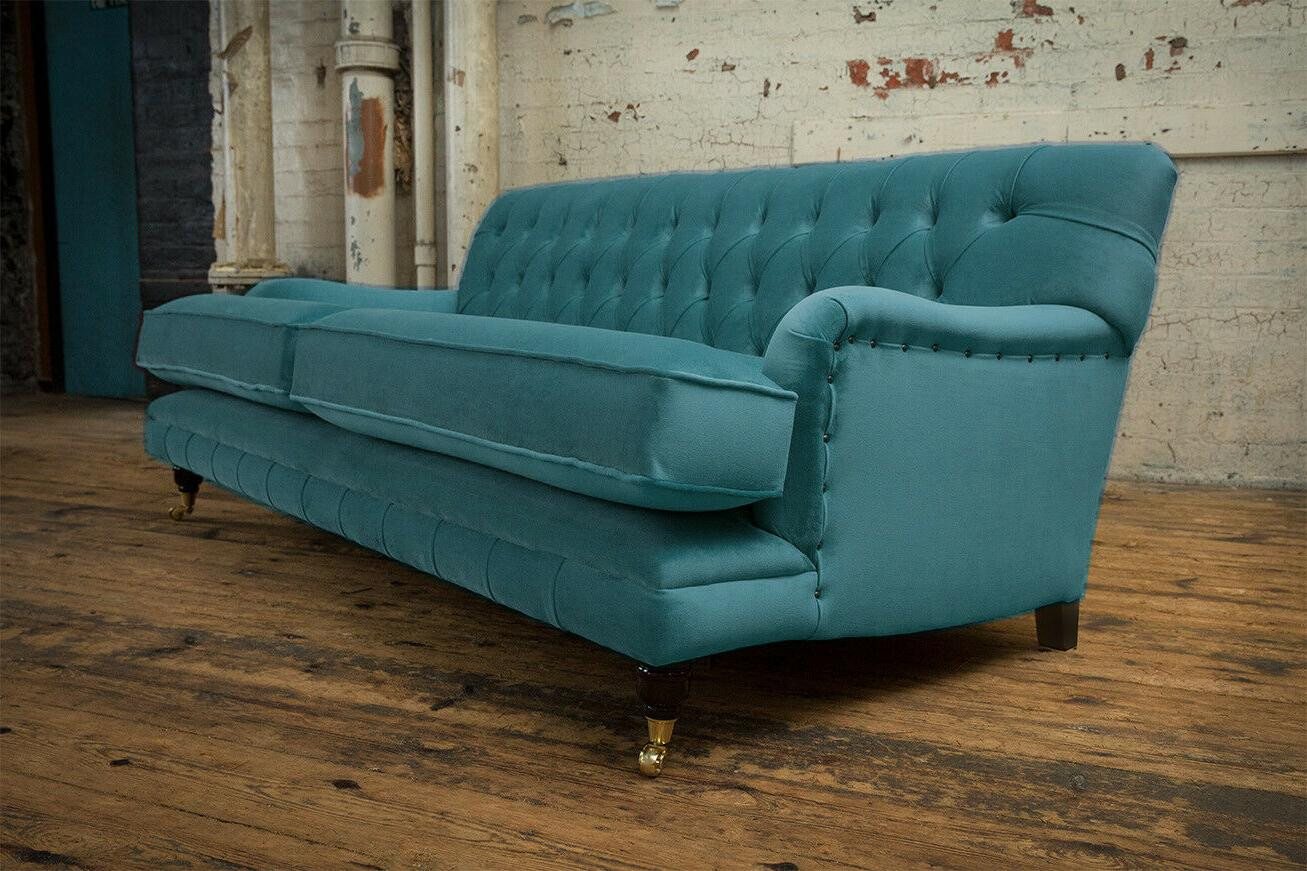 Xlmoebel Sofa Chesterfield Dreisitzer Ledersofa Wohnzimmer Couch samtig gep günstig online kaufen