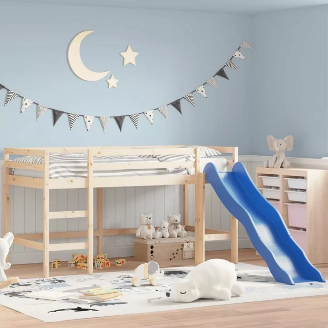 vidaXL Kinderbett Kinderhochbett mit Rutsche 90x190 cm Massivholz Kiefer Be günstig online kaufen