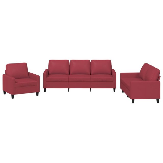 vidaXL Sofa Sofagarnitur mit Kissen Kunstleder, Standard, Rot günstig online kaufen