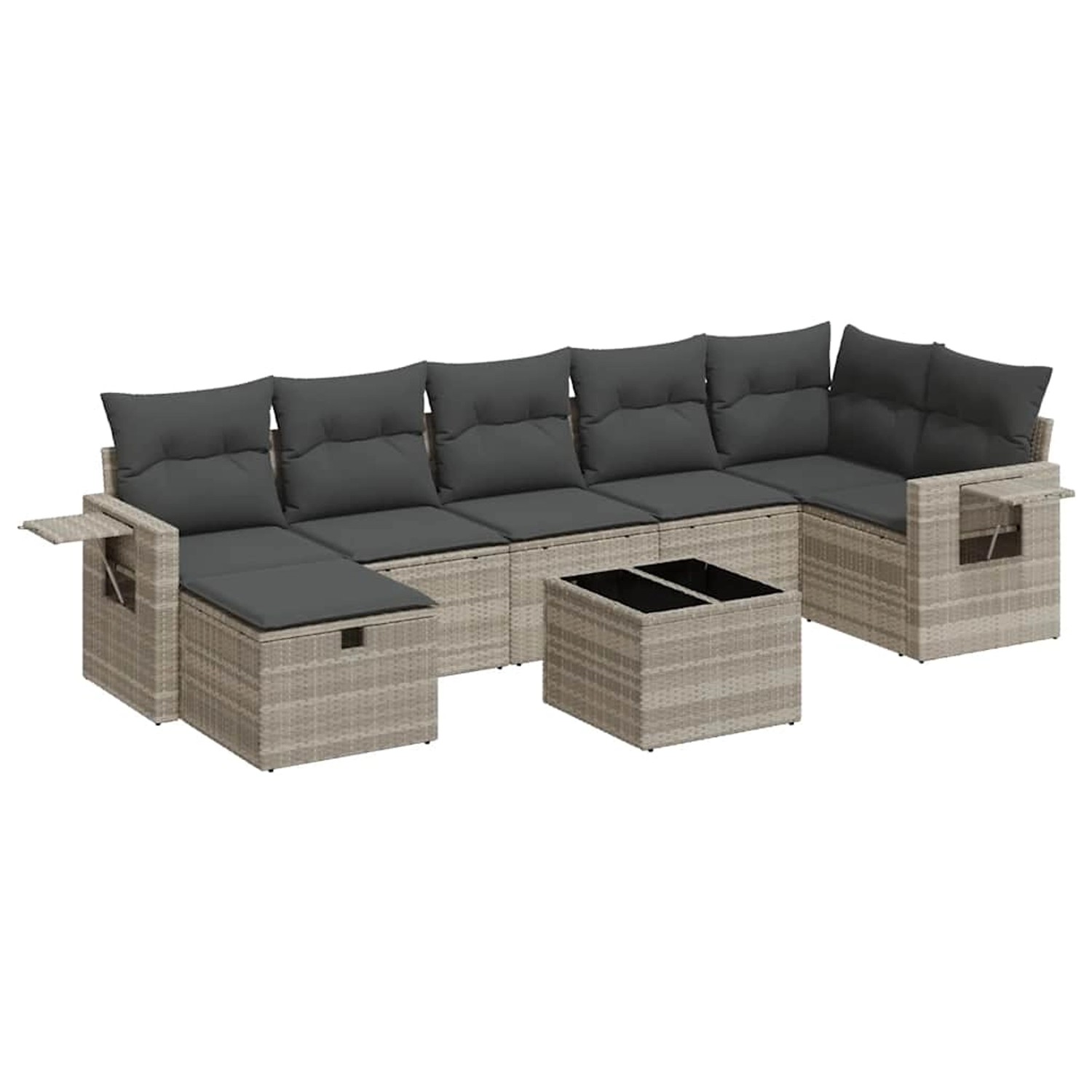 vidaXL 8-Tlg Garten-Sofagarnitur mit Kissen Hellgrau Poly Rattan 3325518 günstig online kaufen