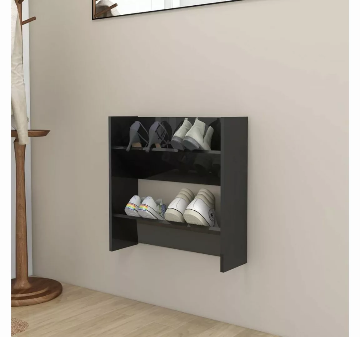 furnicato Hängeschuhschrank Wand-Schuhschrank Hochglanz-Schwarz 60x18x60 cm günstig online kaufen