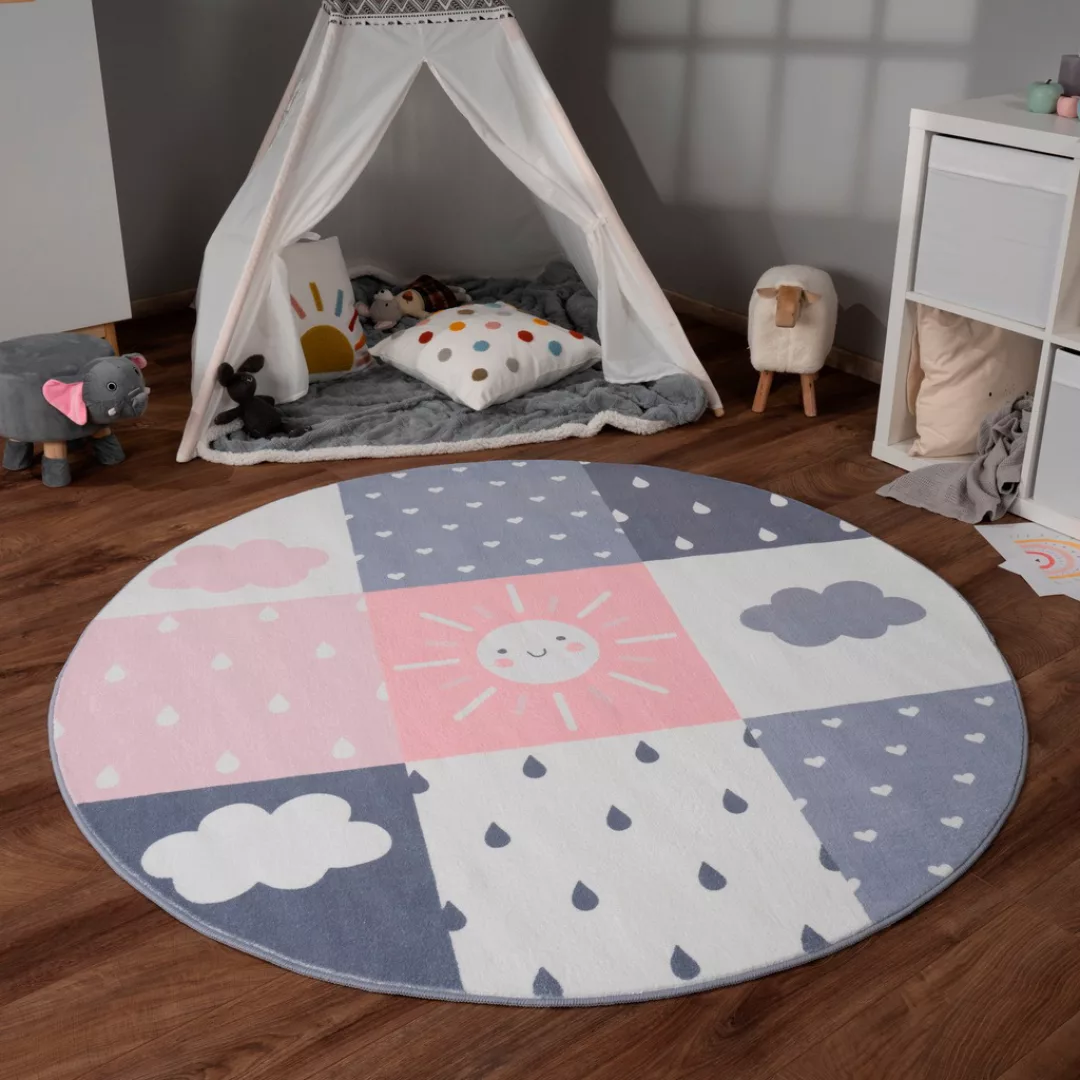 Paco Home Kinderteppich »Eliz 393«, rund, Kurzflor, Spielteppich, Patchwork günstig online kaufen