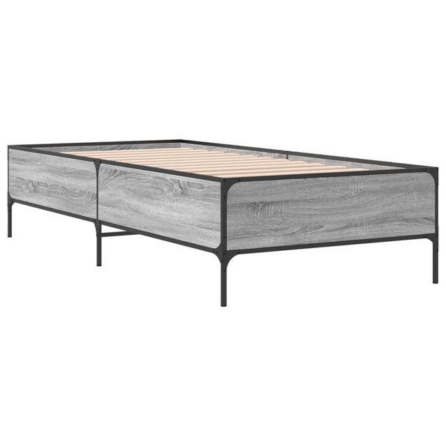 vidaXL Bett Bettgestell Grau Sonoma 75x190 cm Holzwerkstoff und Metall günstig online kaufen