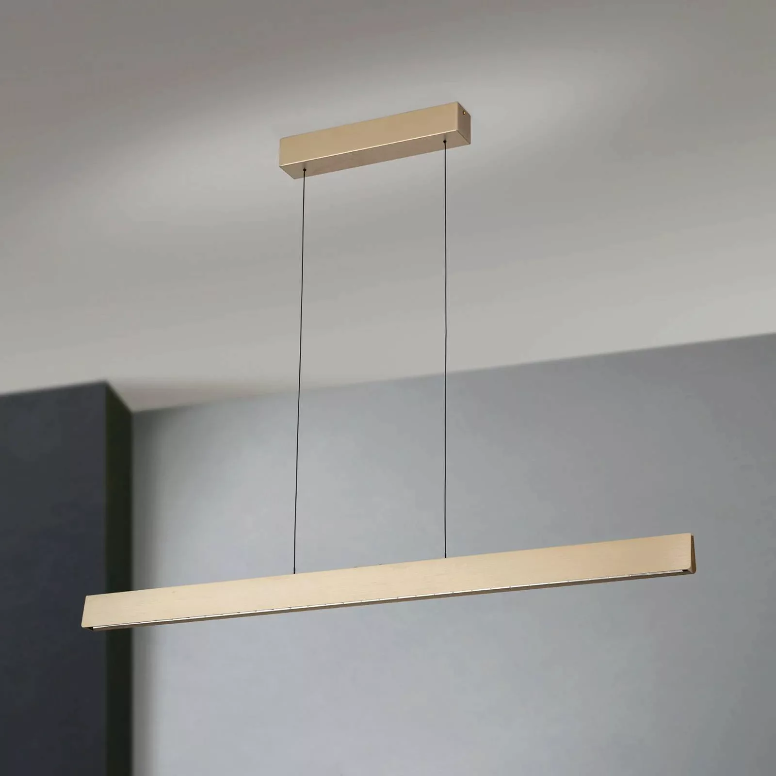 LED-Hängelampe Tara, goldfarben, Länge 120 cm, Alu/Stahl günstig online kaufen