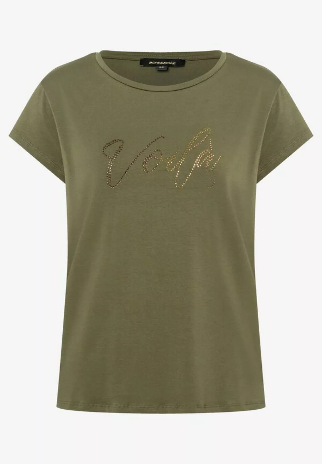 T-Shirt mit Strass-Schriftzug, oliv günstig online kaufen