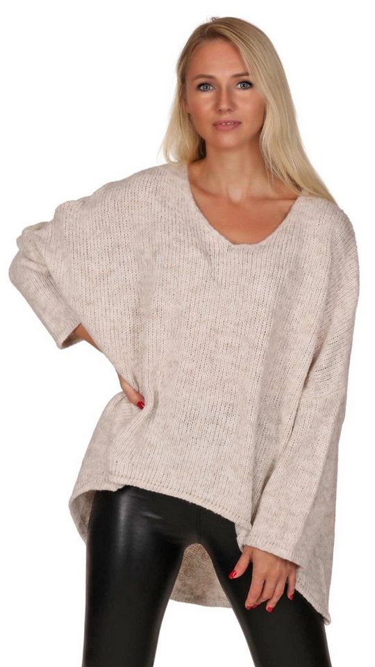 Charis Moda Strickpullover V-​Ausschnitt im Oversized Look vorne kurz hinte günstig online kaufen