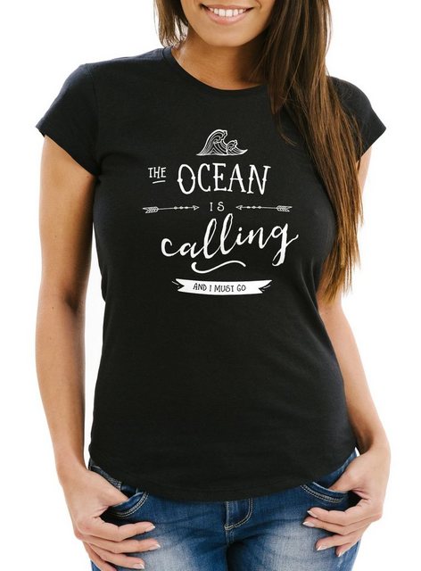 MoonWorks Print-Shirt Damen T-Shirt the Ocean is calling and ja must go Sai günstig online kaufen