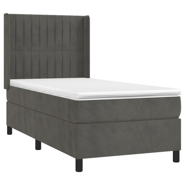 vidaXL Boxspringbett Boxspringbett mit Matratze Dunkelgrau 90x190 cm Samt B günstig online kaufen