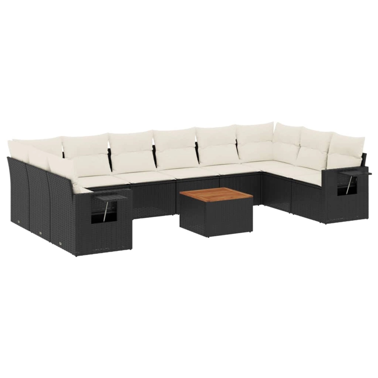 vidaXL 11-Tlg Garten-Sofagarnitur mit Kissen Schwarz Poly Rattan 3257064 günstig online kaufen