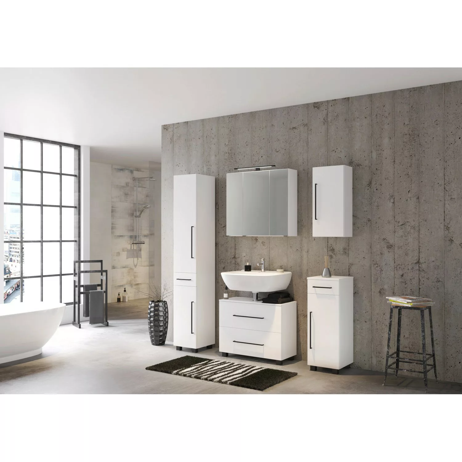Held Möbel Waschtisch-Set Rom 70 cm x 64 cm x 35 cm Weiß-Weiß günstig online kaufen