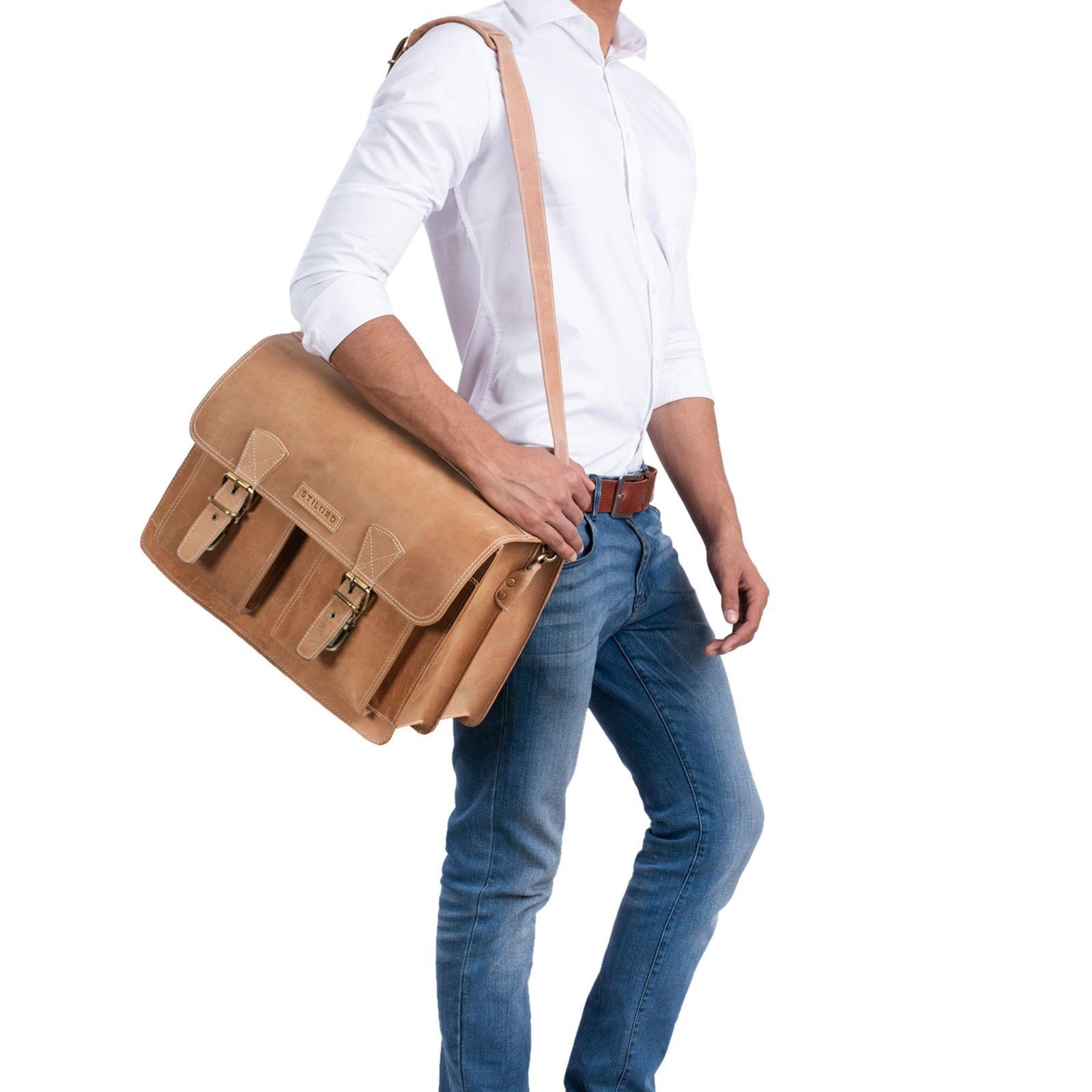 STILORD Aktentasche "Jeffrey" Lehrertasche Aktentasche Leder günstig online kaufen