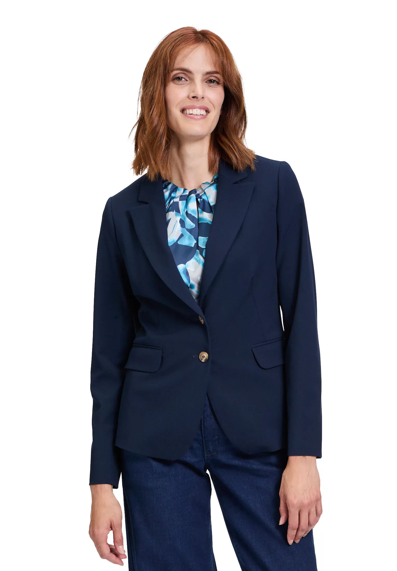 Betty&Co Jackenblazer Blazer Lang Einreiher 1/1 Arm, Navy Blue günstig online kaufen