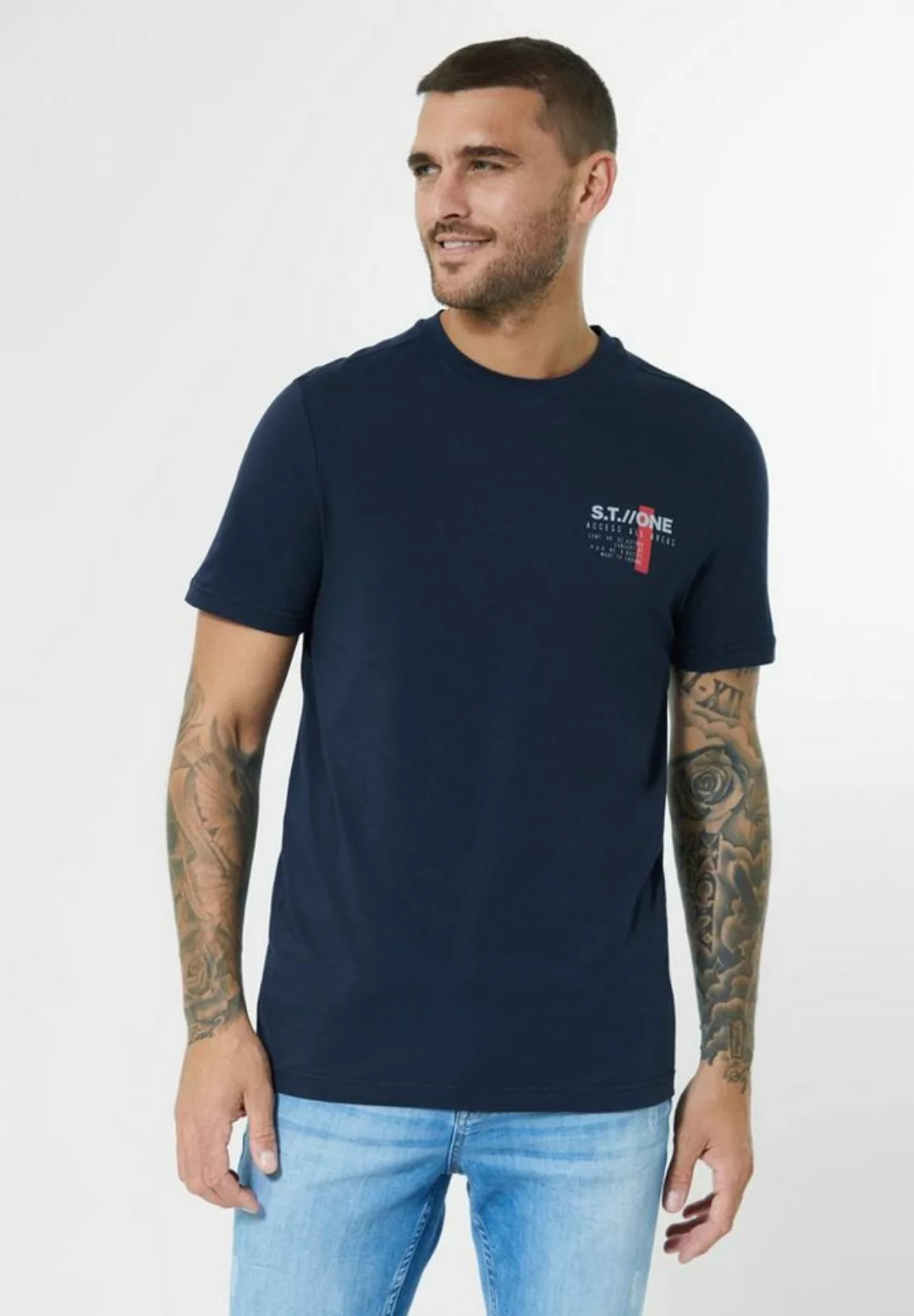 STREET ONE MEN T-Shirt, mit Frontprint günstig online kaufen