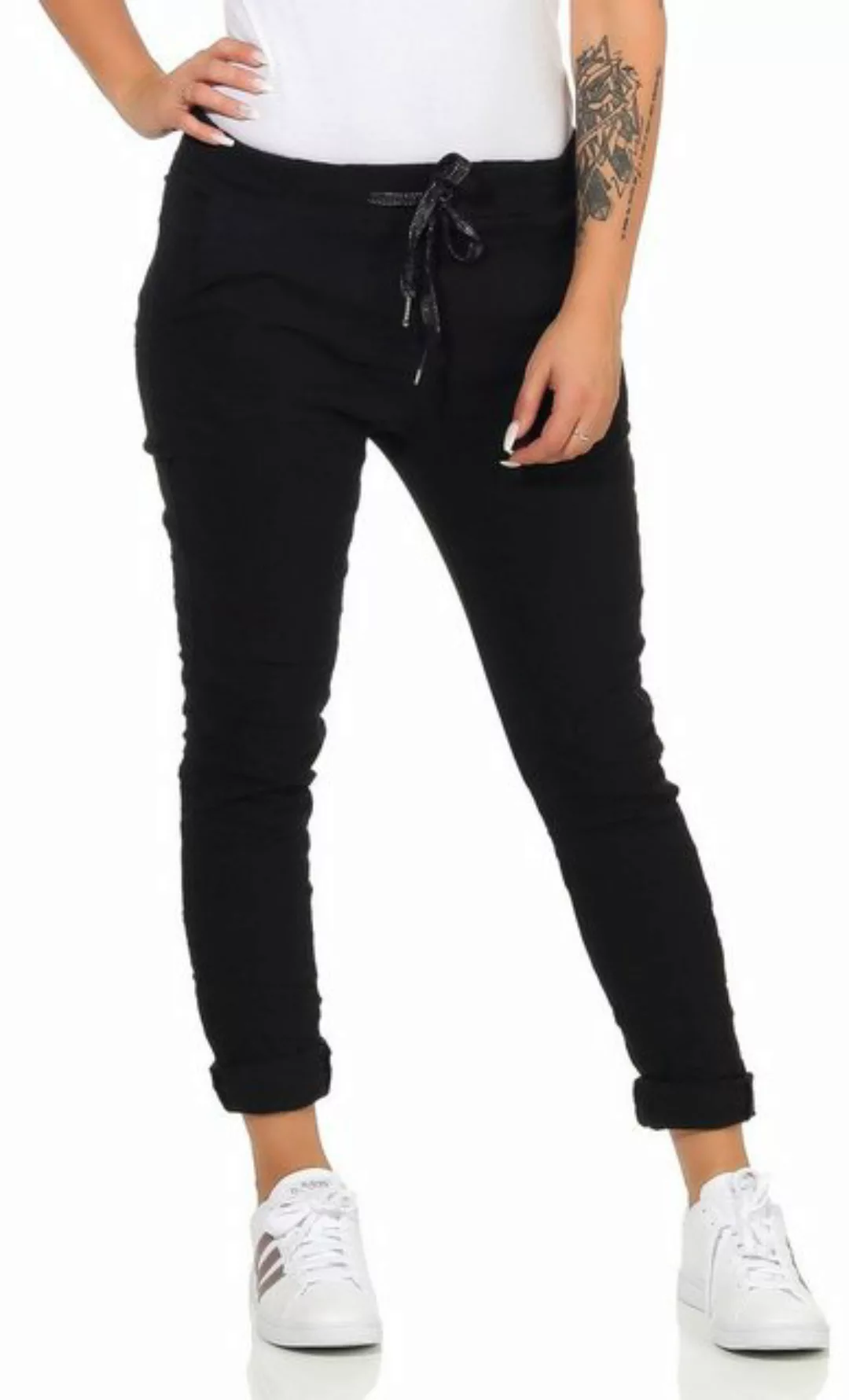 CLEO STYLE Stoffhose Damen Jogginghose 88 Schwarz günstig online kaufen