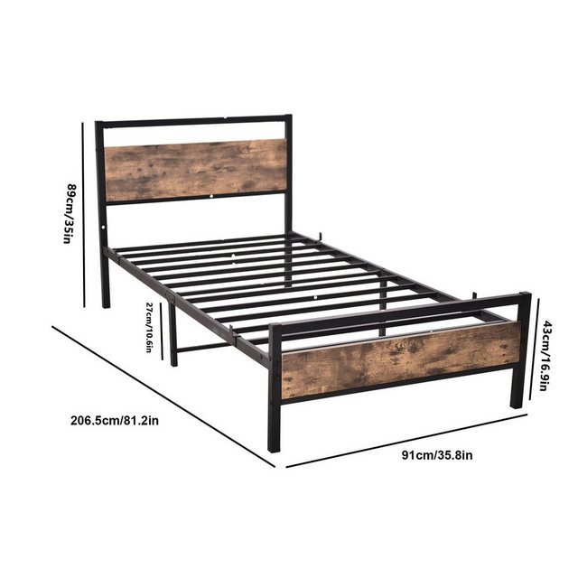 HAUSS SPOLE Metallbett 90 x 200 cm mit Lattenrost für Jugendzimmer schwarz günstig online kaufen