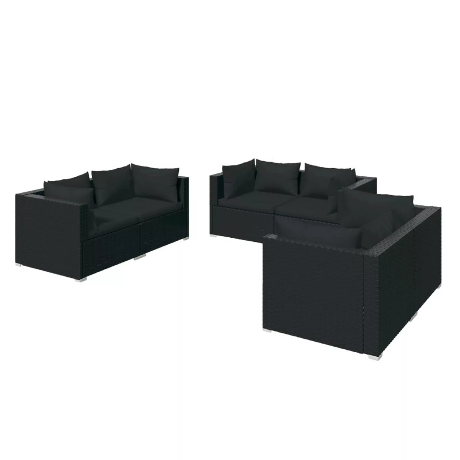 Vidaxl 6-tlg. Garten-lounge-set Mit Kissen Poly Rattan Schwarz günstig online kaufen