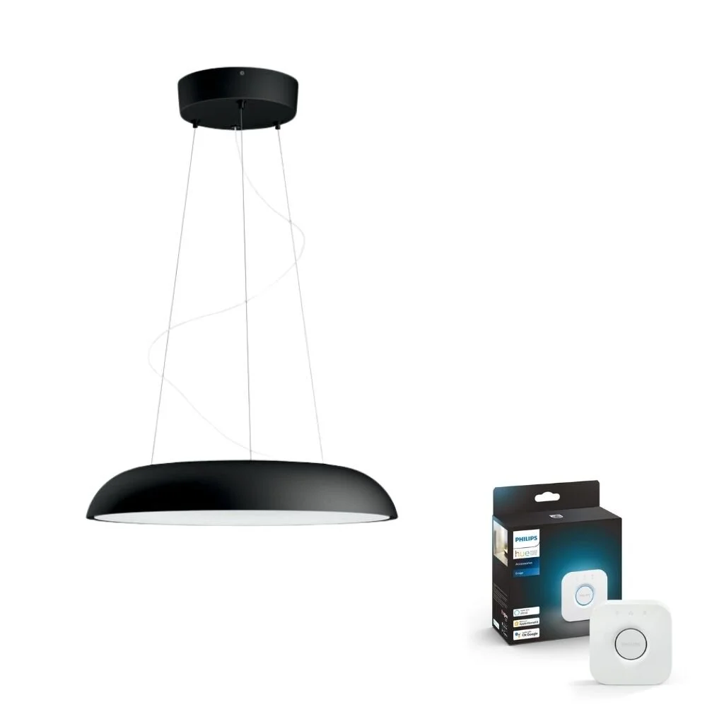 Philips Hue Bluetooth White Ambiance Pendelleuchte Amaze in Schwarz 25W 290 günstig online kaufen