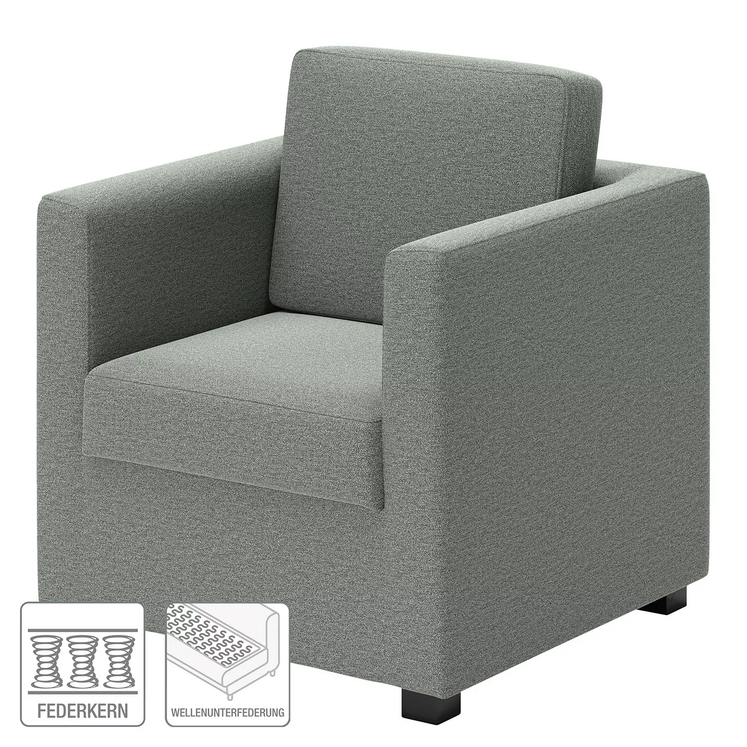 home24 loftscape Sessel Deven IX Grau Webstoff 74x83x74 cm (BxHxT) günstig online kaufen