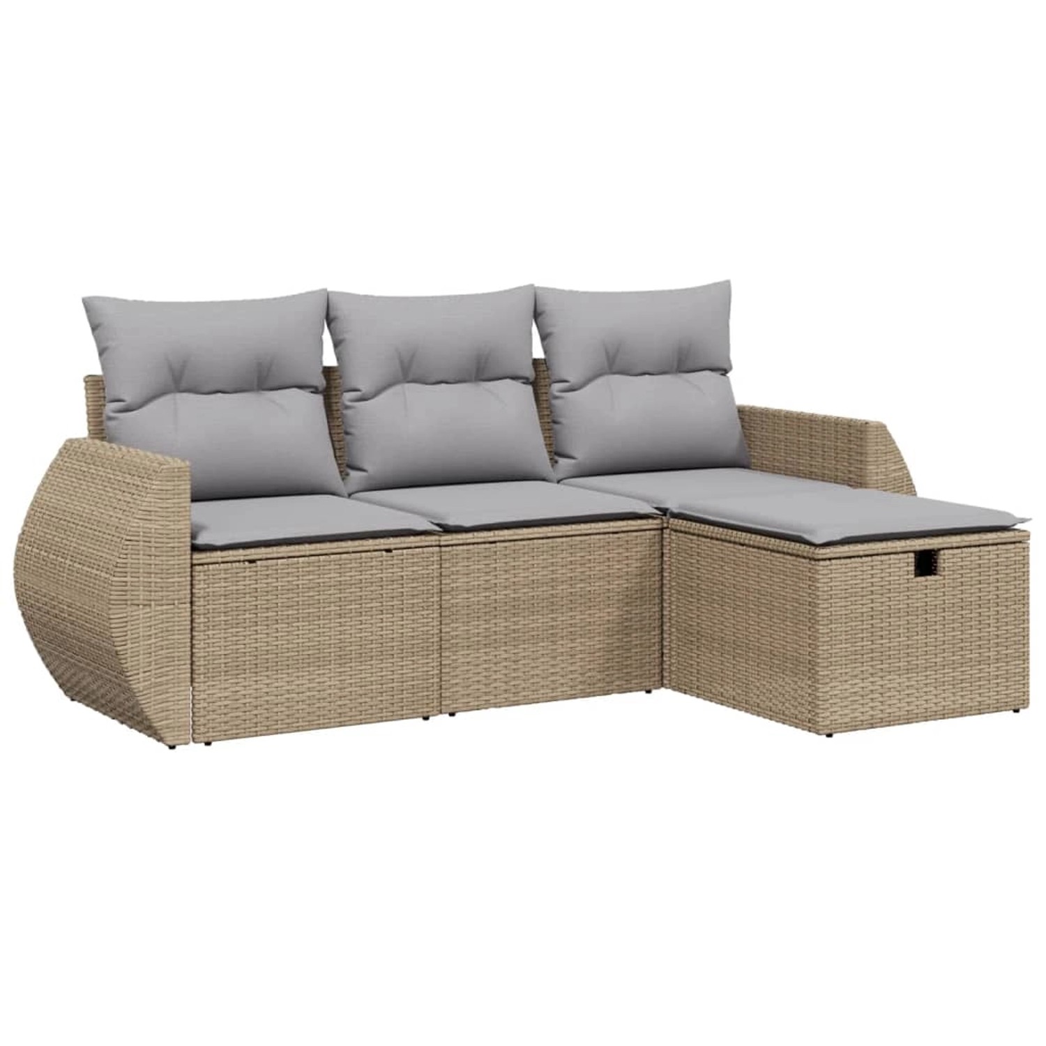 vidaXL 4-tlg Garten-Sofagarnitur mit Kissen Beigemischung Poly Rattan Model günstig online kaufen