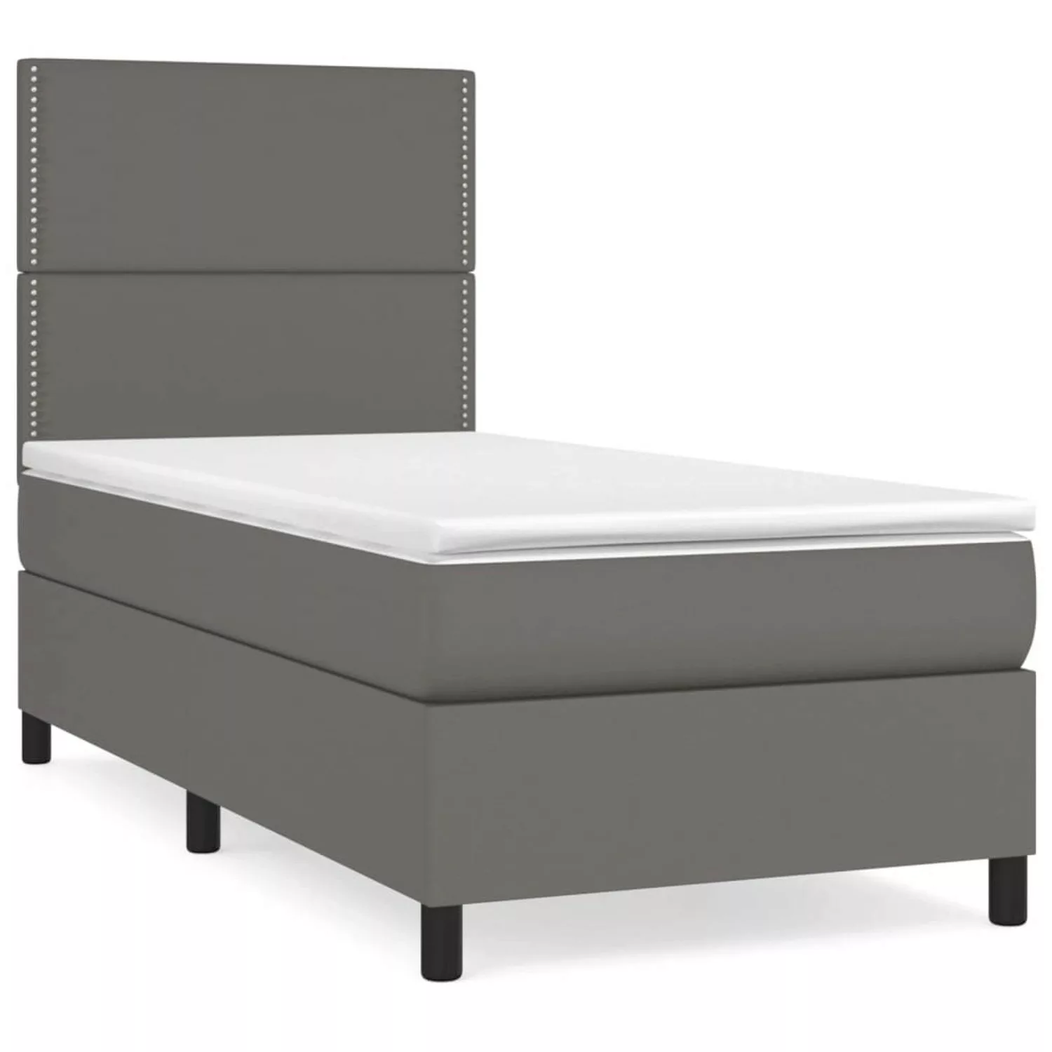 vidaXL Boxspringbett mit Matratze Grau 90x190 cm Kunstleder1466185 günstig online kaufen