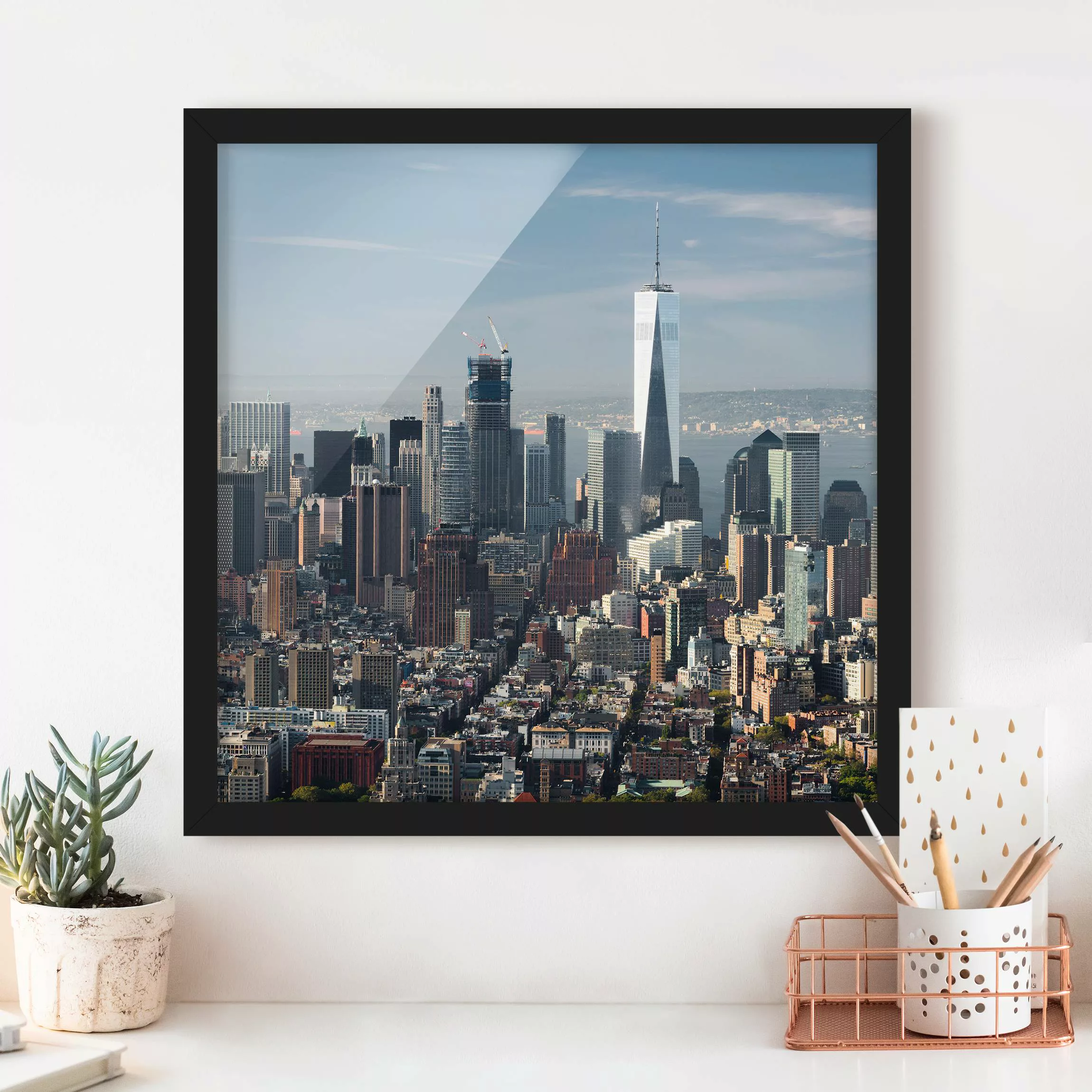 Bild mit Rahmen Architektur & Skyline - Quadrat Blick vom Empire State Buil günstig online kaufen
