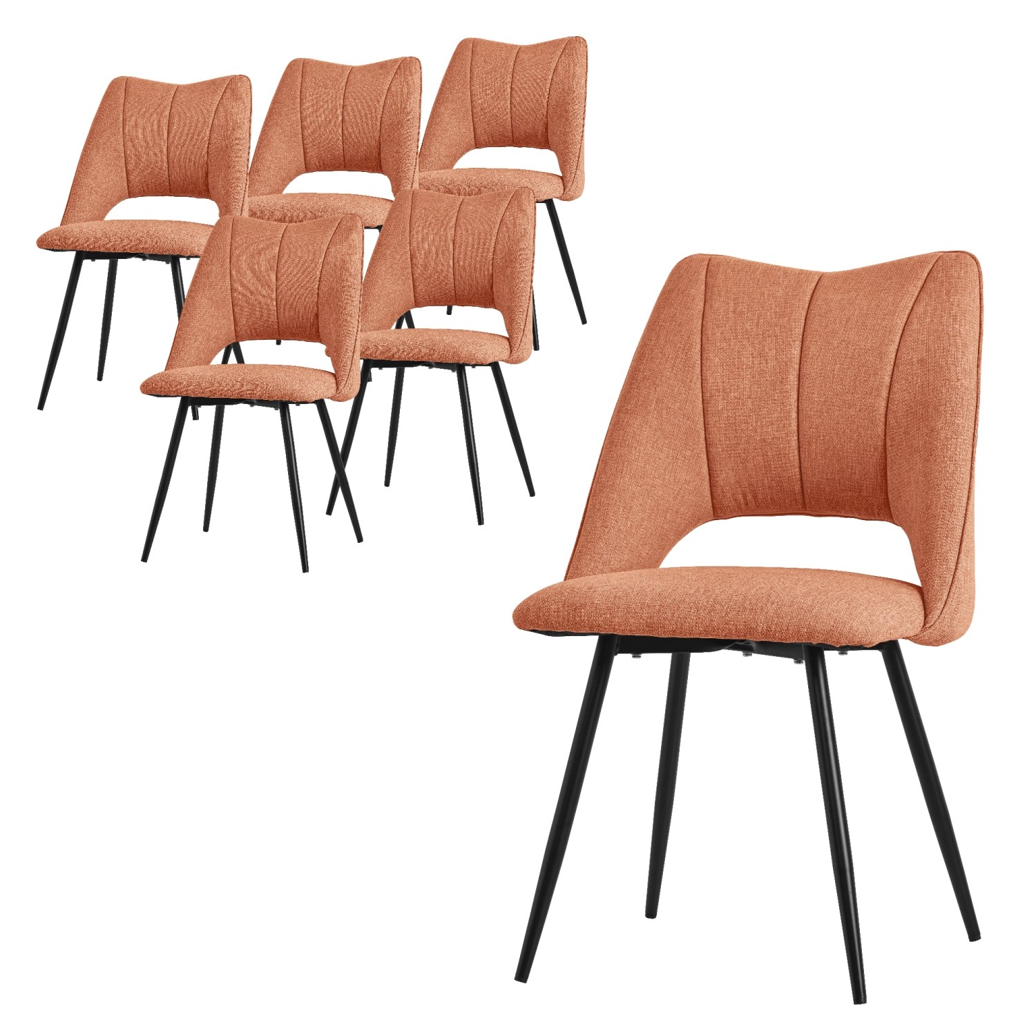 ML-Design Esszimmerstühle 6Er Set Orange aus Stoffbezug mit Rückenlehne günstig online kaufen