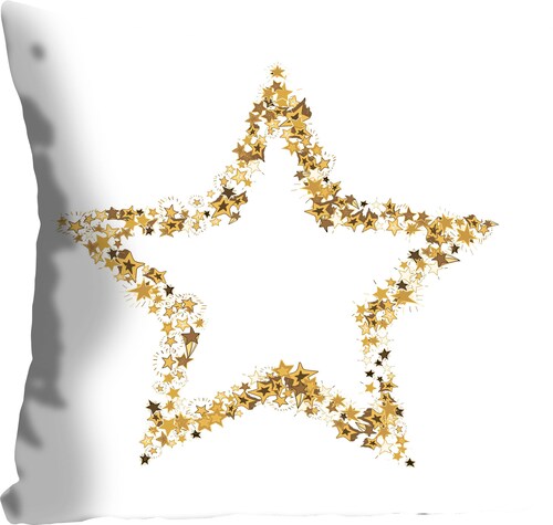 queence Dekokissen »Macarena«, Kissenhülle,Goldener Stern,Weiß,Festlich,Ele günstig online kaufen