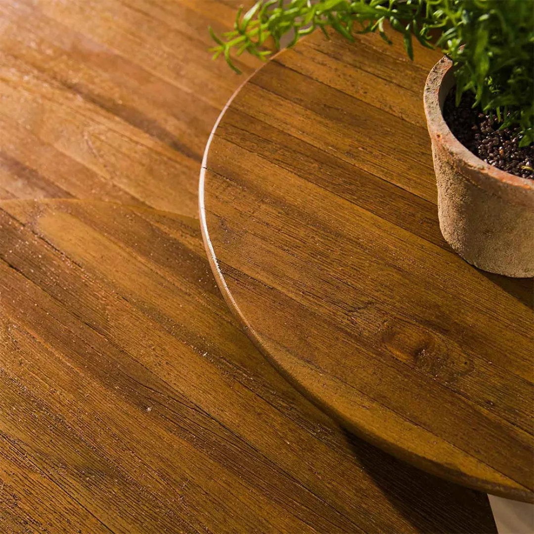 Beistelltisch Sofa 4 teilig aus Teak Massivholz Metall (vierteilig) günstig online kaufen