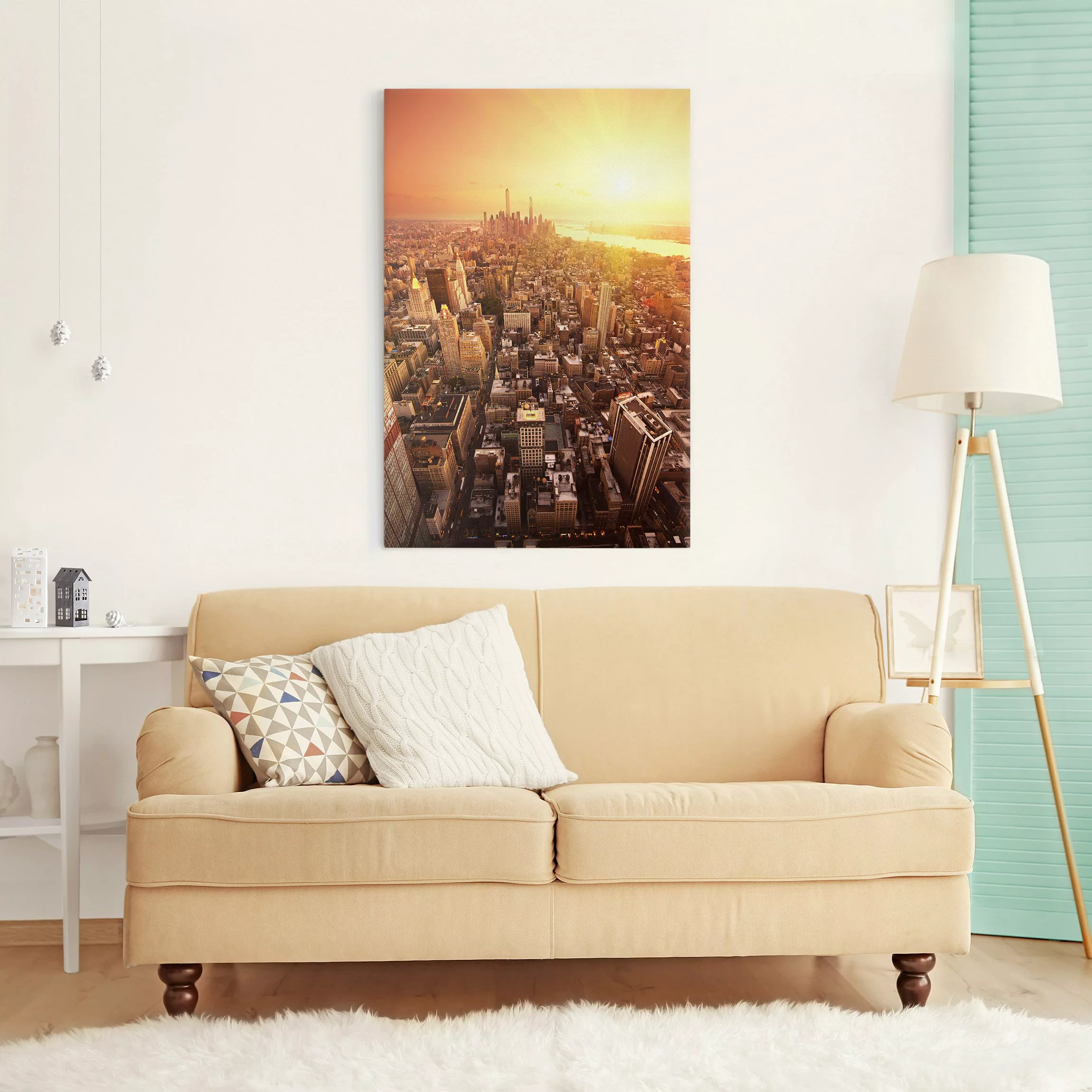 Leinwandbild Architektur & Skyline - Hochformat Goldene Stadt günstig online kaufen