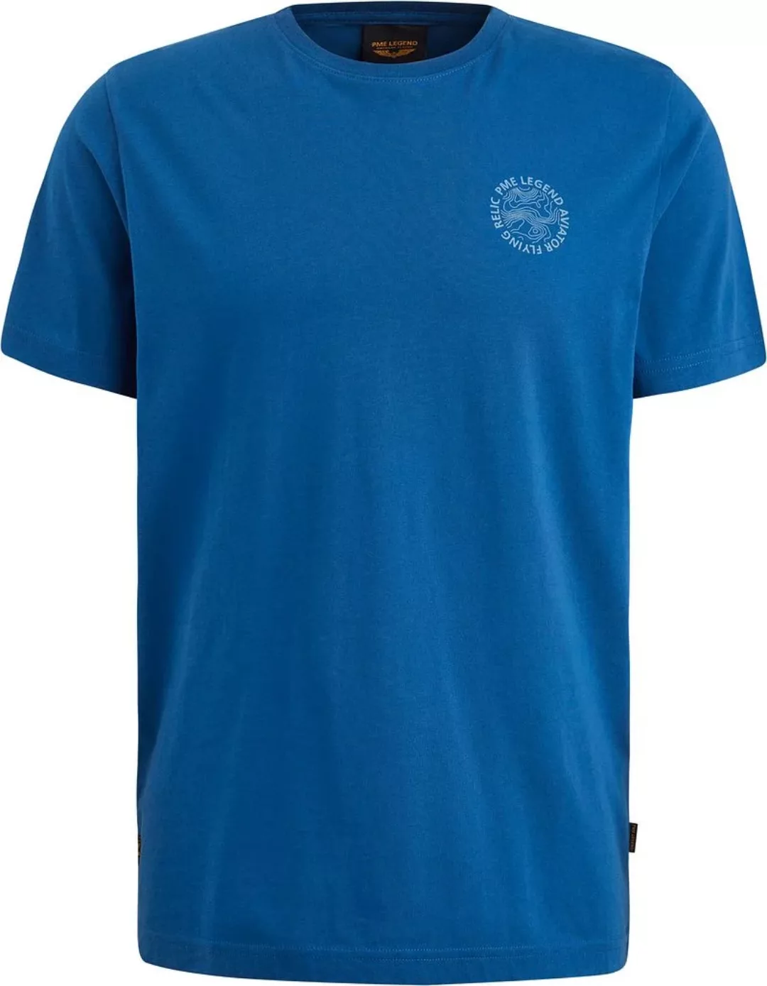 PME Legend Single Jersey T-Shirt Druck Blau - Größe L günstig online kaufen