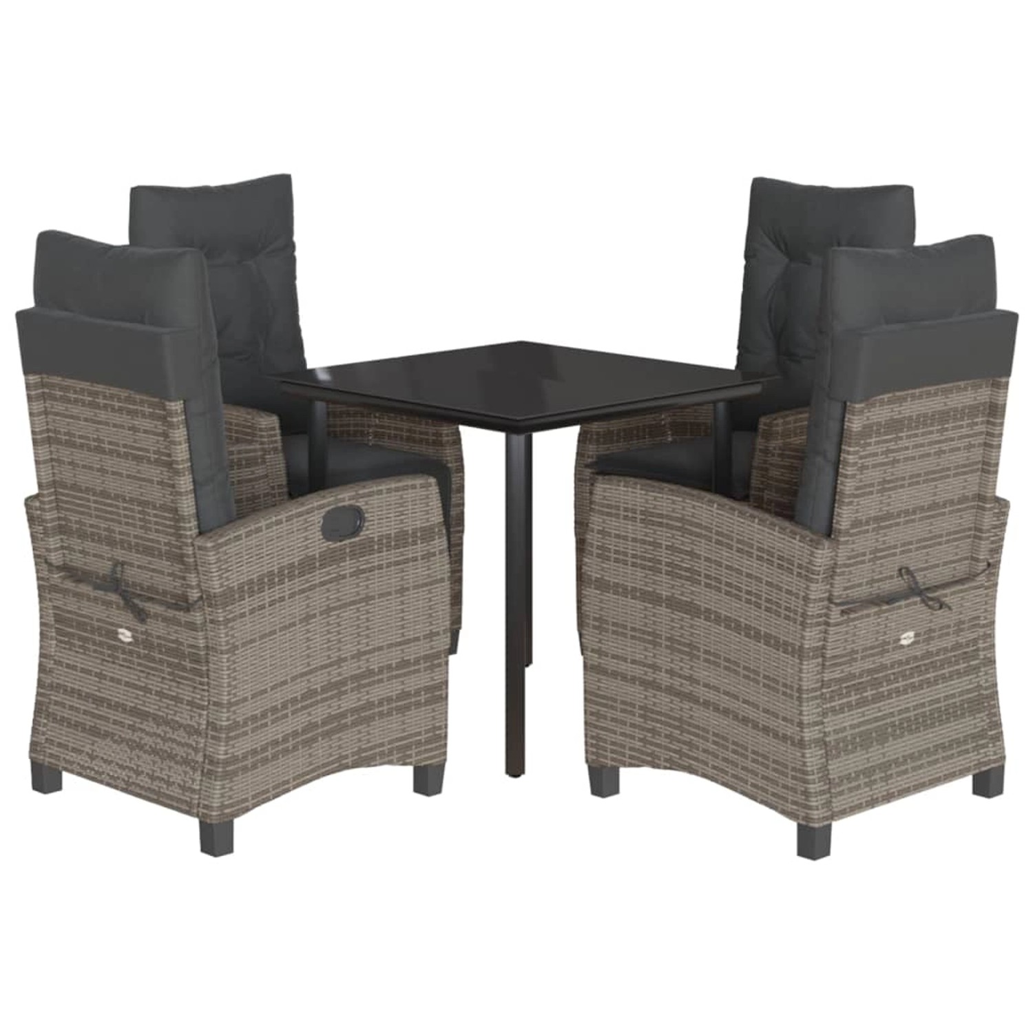 vidaXL 5-Tlg Garten-Essgruppe mit Kissen Grau Poly Rattan 3212794 günstig online kaufen