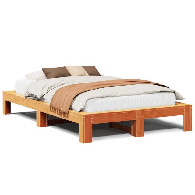 vidaXL Bett, Massivholzbett ohne Matratze Wachsbraun 120x200 cm Kiefernholz günstig online kaufen