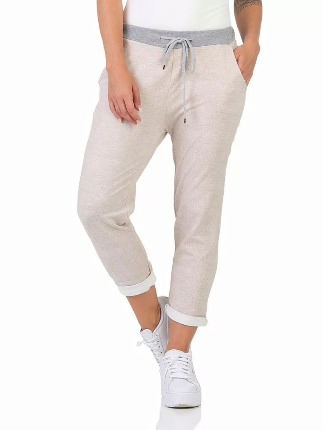 Mississhop Chinohose Damen Hose Blumen Jogginghose Baumwolle gemustert M. 2 günstig online kaufen