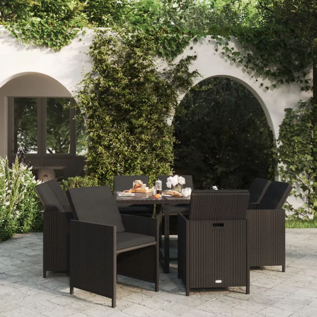 Vidaxl 9-tlg. Garten-essgruppe Mit Auflagen Poly Rattan Schwarz günstig online kaufen