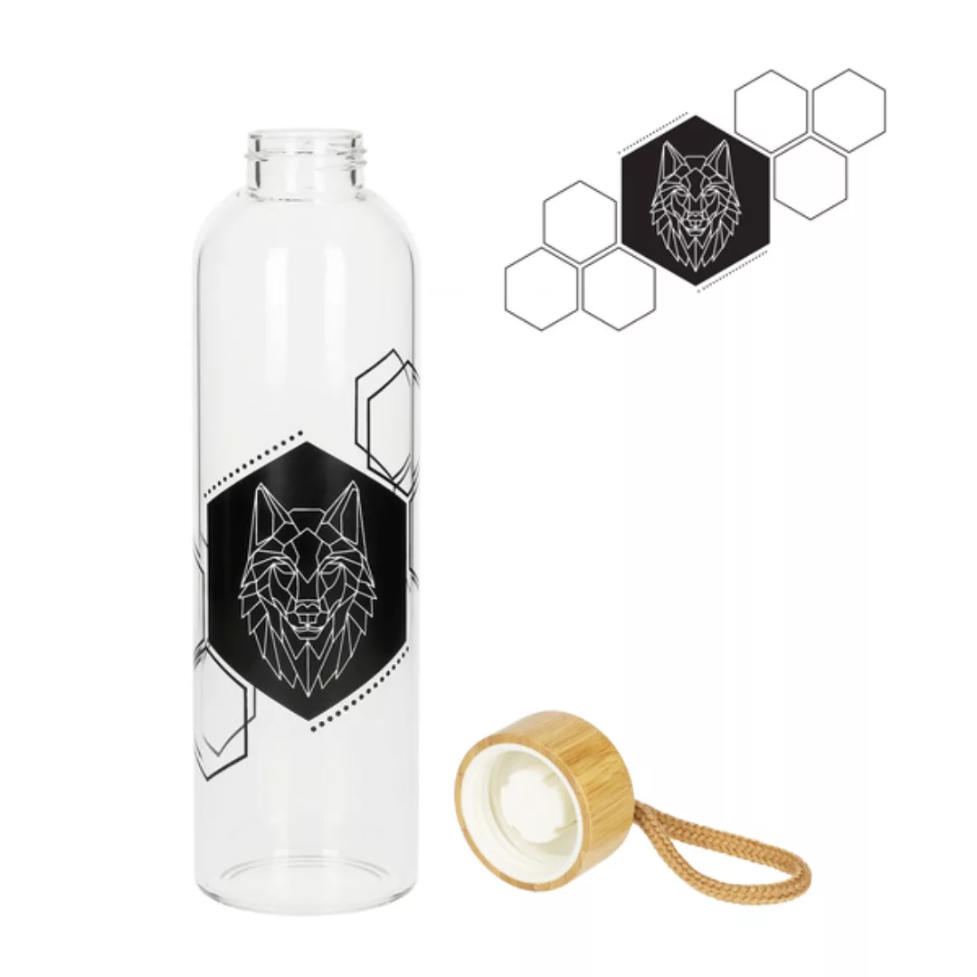 Glasflasche 1 Liter Bamboo Trinkflasche Borosilikatglas Mit Neoprentasche günstig online kaufen