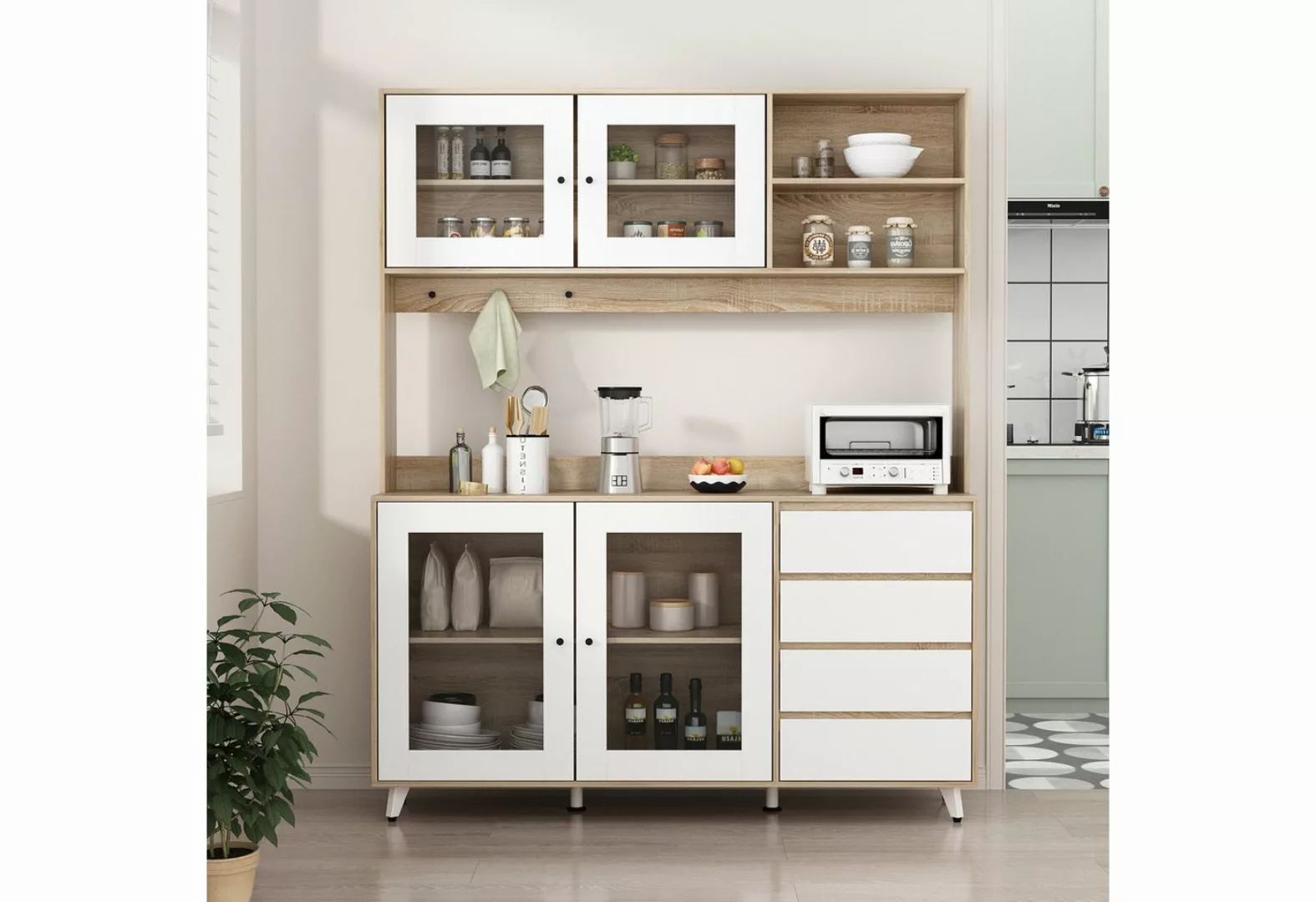 FUFU&GAGA Buffet Küchenschrank mit 4 Türen und 4 Schubladen B 160cm,H 190 c günstig online kaufen