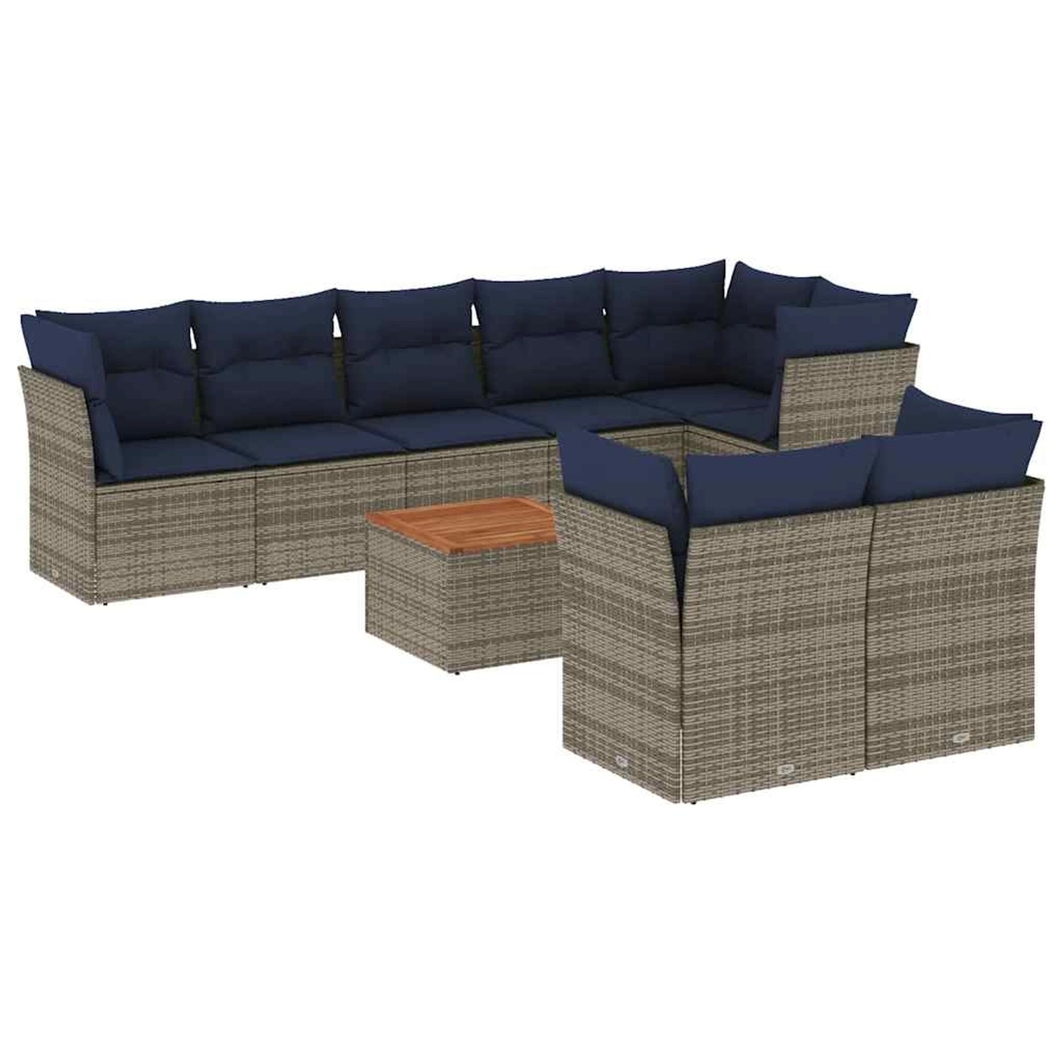 vidaXL 9-Tlg Garten-Sofagarnitur mit Kissen Grau Poly Rattan 3256068 günstig online kaufen
