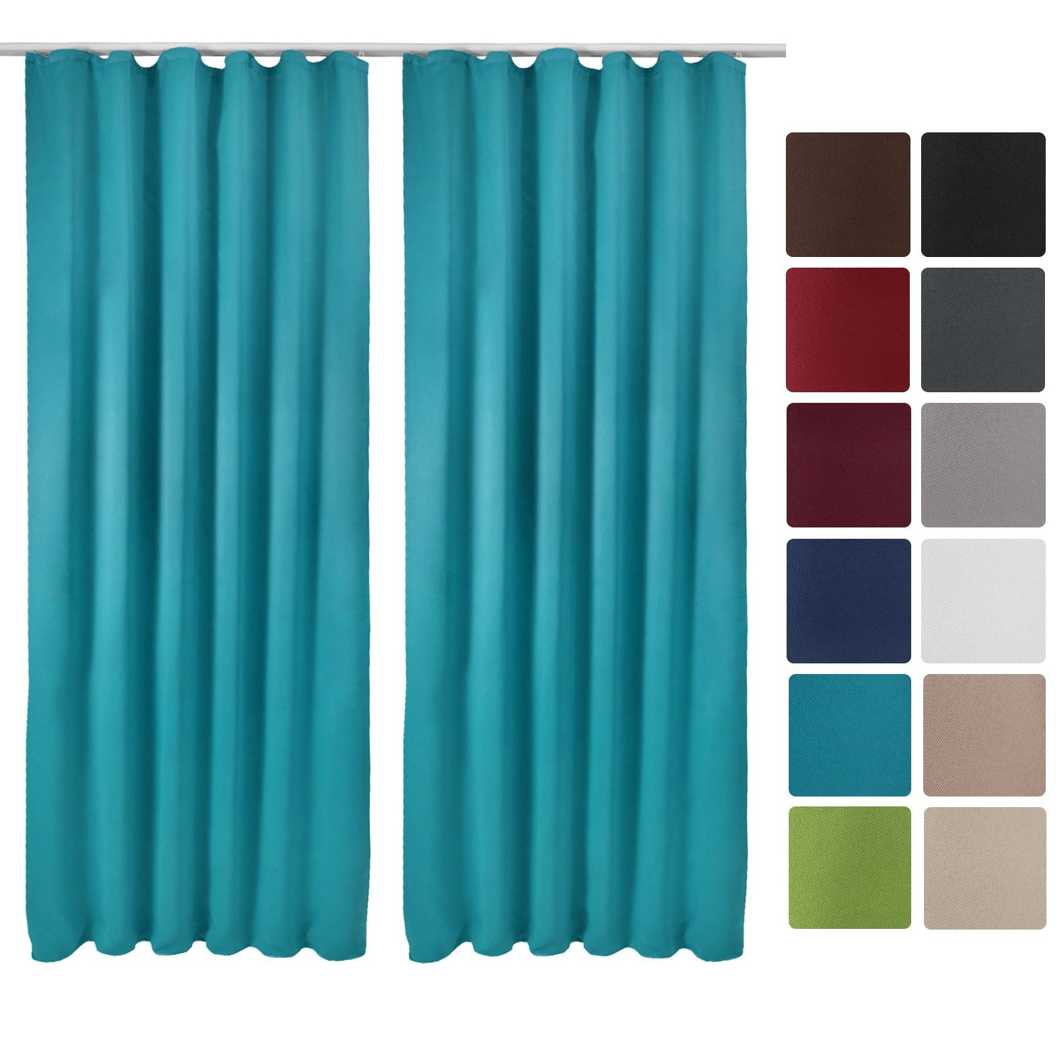 Beautissu Amelie BK Vorhang mit Kräuselband 140x245cm Türkis 2tlg günstig online kaufen
