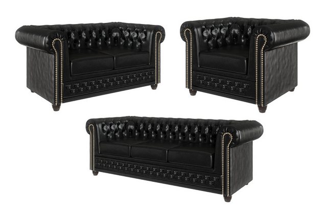 S-Style Möbel Polstergarnitur Chesterfield Jeff 3+2+1 mit Schlaffunktion au günstig online kaufen