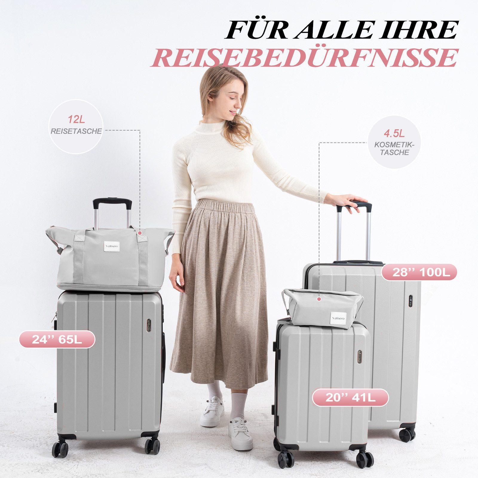VALLSERO Trolleyset Koffer-Set( M,L,XL) Hartschalen-Koffer, Rollkoffer günstig online kaufen