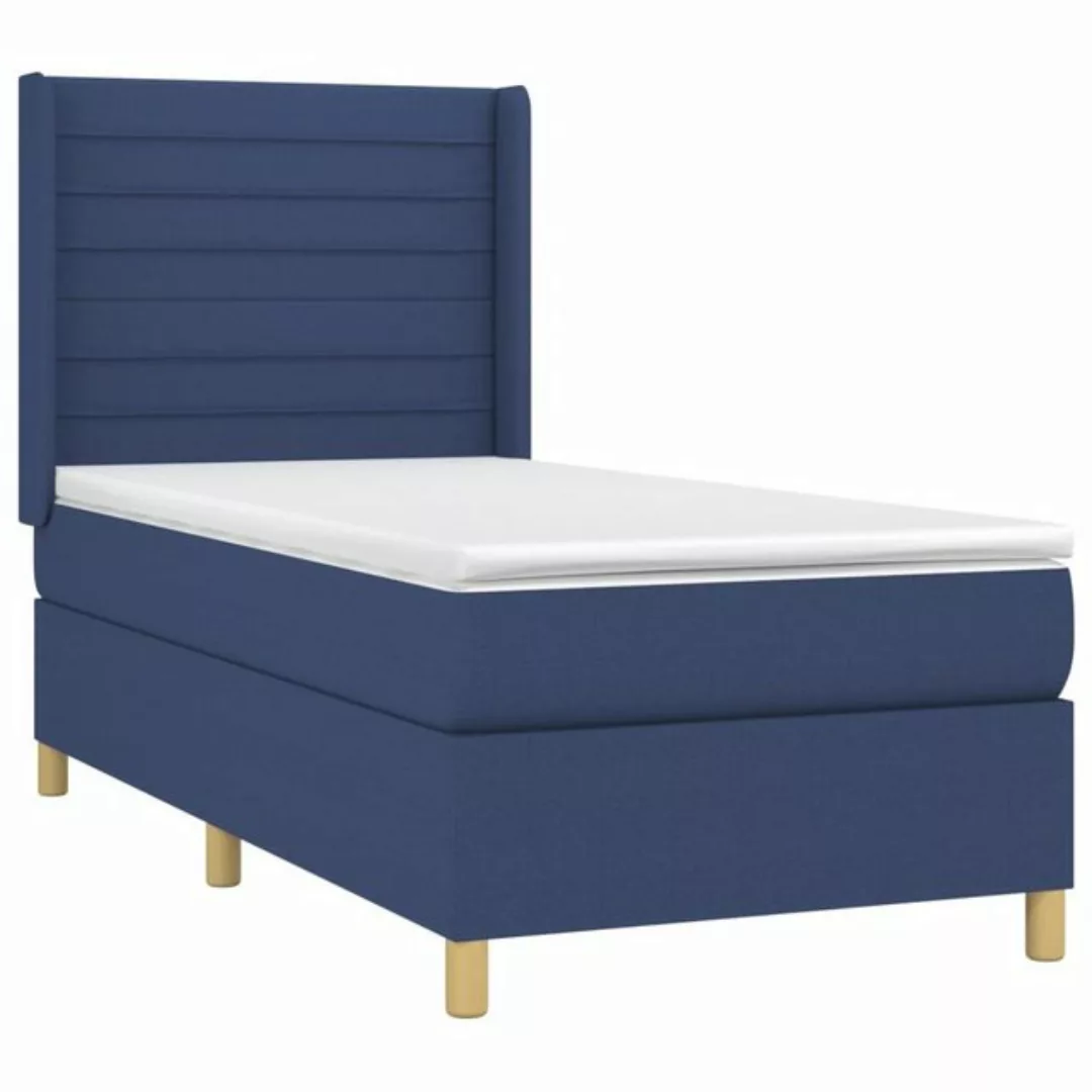 vidaXL Bett Boxspringbett mit Matratze & LED Blau 90x200 cm Stoff günstig online kaufen